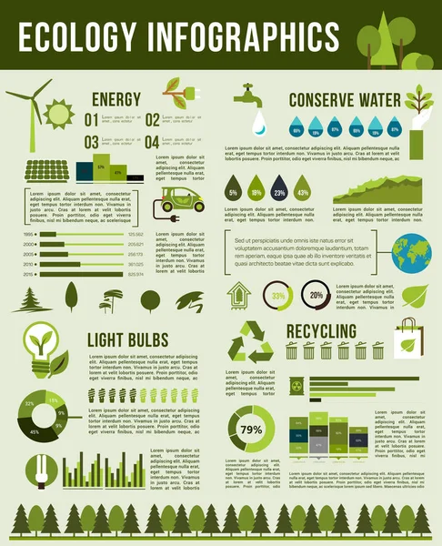 Infografías vectoriales plantilla de ecología de la naturaleza — Vector de stock