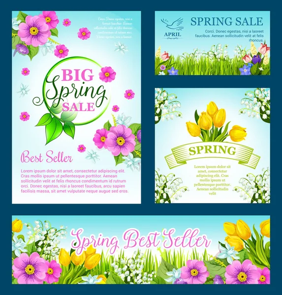Primavera compras venda vetor flores — Vetor de Stock