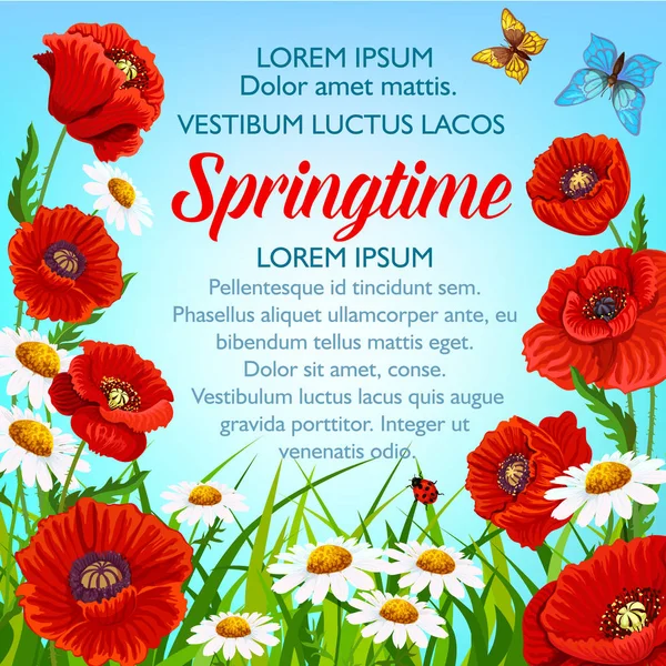 Primavera vettoriale fiori poster saluti primaverili — Vettoriale Stock