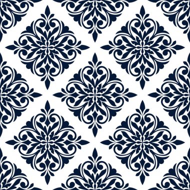 Mavi çiçek süsleme ile Şam seamless modeli