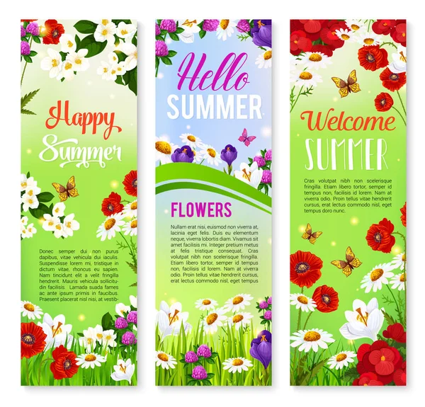 Поздравление с летним цветочным дизайном — стоковый вектор