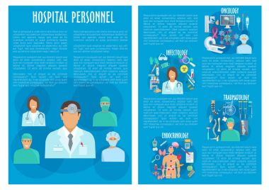 Vektör tıbbi broşür hastane personel doktorlar