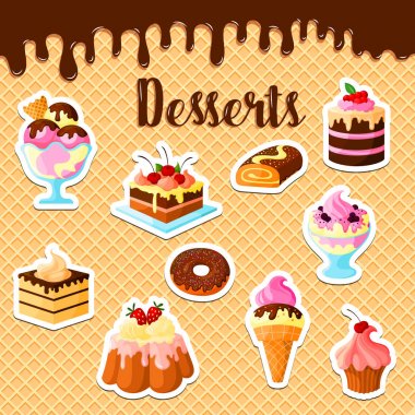 Vektör pasta tatlı kek gözleme posteri