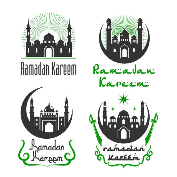 Vector greetings set for Ramadan Kareem holiday — Stock Vector