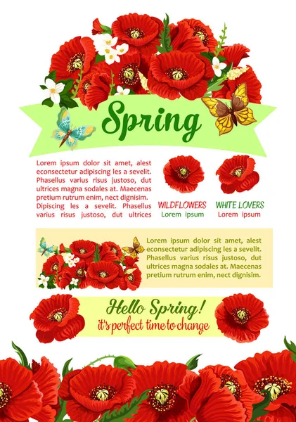 Cartaz de férias de primavera com flor de primavera — Vetor de Stock