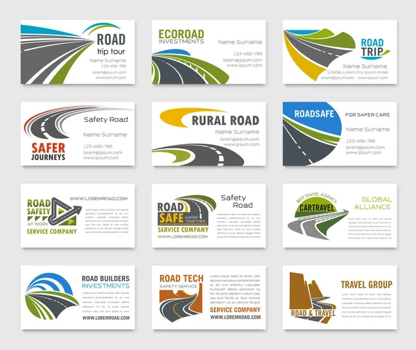 名片模板与道路和高速公路 — 图库矢量图片