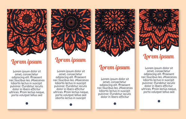 Ensemble de bannière d'ornement floral Paisley pour la conception de cartes — Image vectorielle