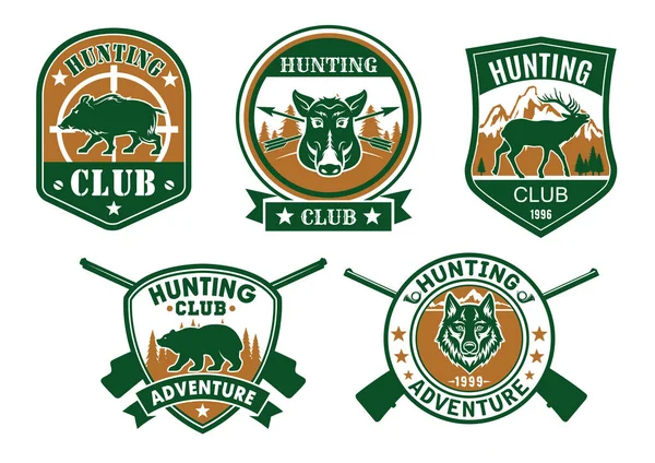 Дизайн набора значков охотничьего клуба — стоковый вектор