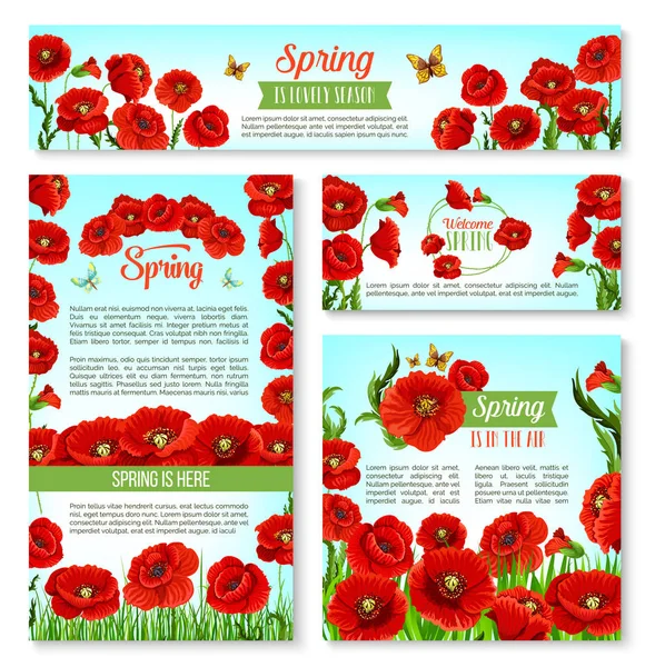 Modello banner primavera benvenuto con fiori — Vettoriale Stock