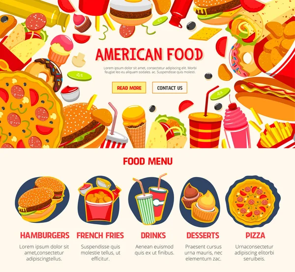 Sjabloon voor menu-spandoek van fast food restaurant — Stockvector