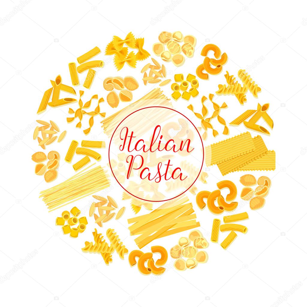 Italian pasta, spaghetti, macaroni round poster