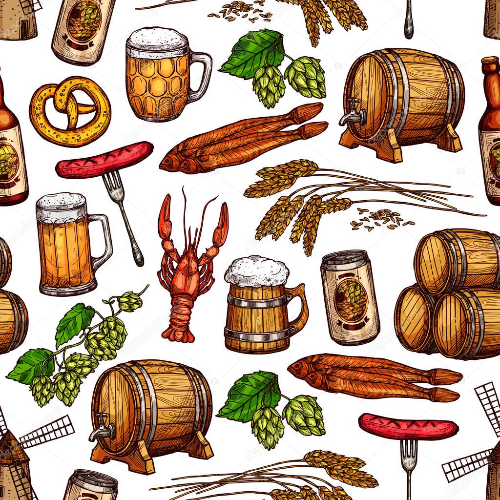 Beer drink seamless pattern background