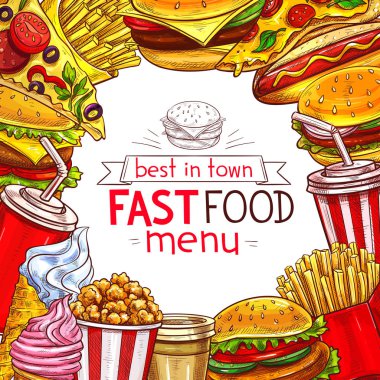 Vektör fast food menü fastfood Restoran için