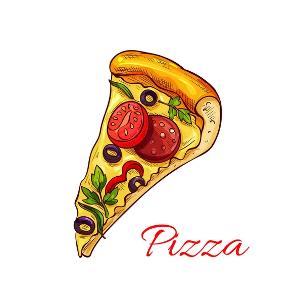 Vector icon pizza for Italian pizzeria fast food — Stock Vector