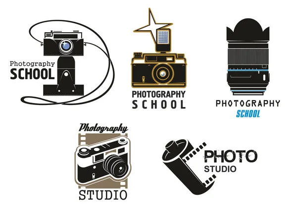 Vector icons camera film for photo studio school — Stock Vector