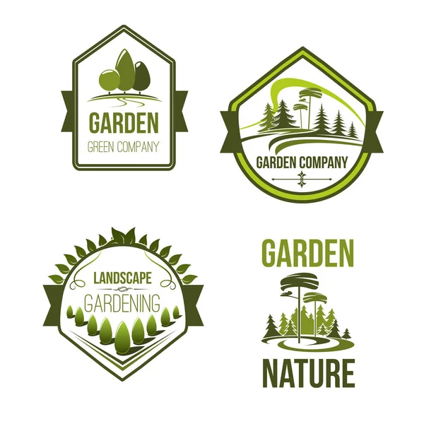 Vektorové ikony pro krajinu nebo zahradnické firmy — Stockový vektor