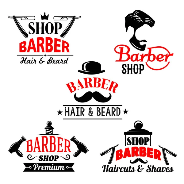 Vector icons set for barber shop premium salon — Stock Vector