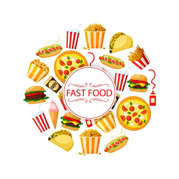 Vector poster of burgers for fast food restaurant — Stock Vector