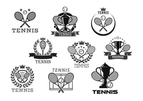 Векторные иконки для наград теннисного клуба или турнира — стоковый вектор