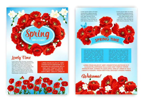 Lente feestdagen brochure sjabloon met bloemen — Stockvector