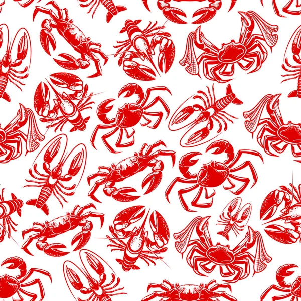 Vector seamless pattern of seafood fishing catch — Stock Vector