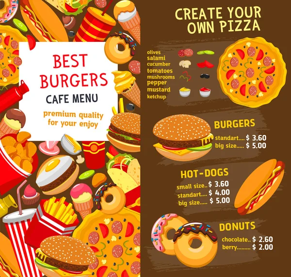 Vector fastfood menusjabloon prijs — Stockvector