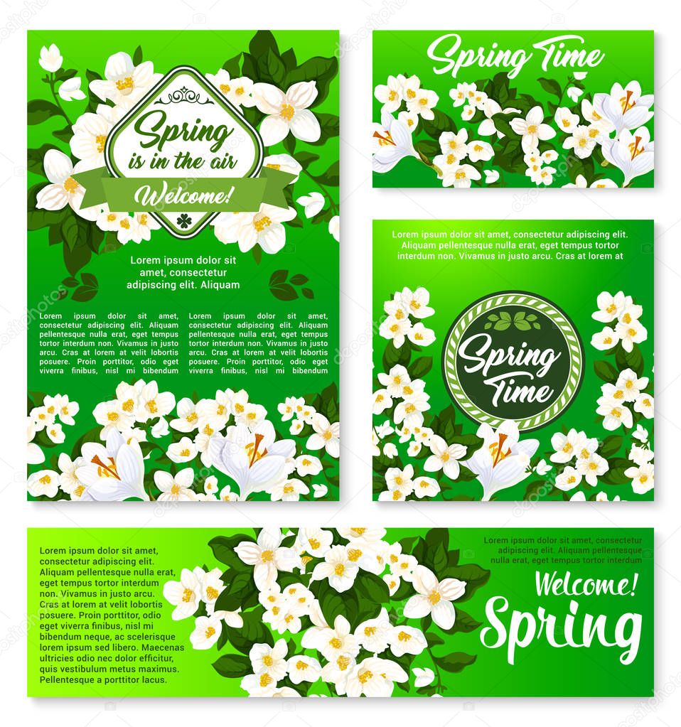 Spring floral template for card and banner design