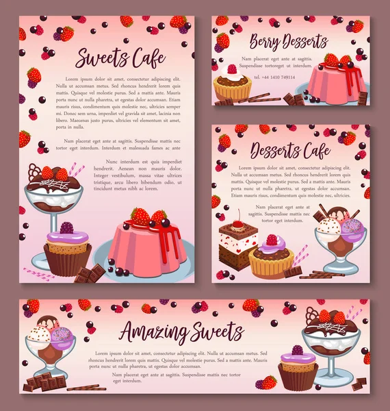 Modèles de conception de pâtisserie ensemble de gâteaux de dessert — Image vectorielle