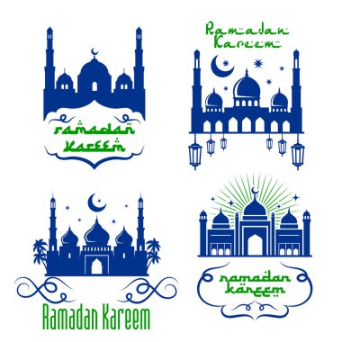 Ramazan Kareem selamlar için vektör Camii simgeler