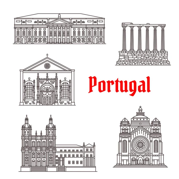 Architecture Portugal landmark vector buildings — Stock Vector