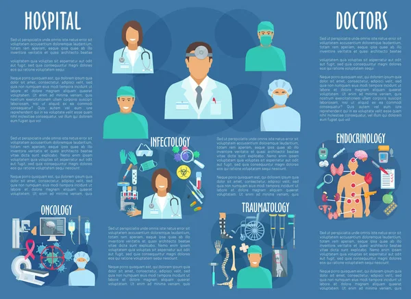 Векторный медицинский плакат с врачами больницы — стоковый вектор