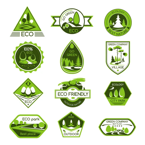 Vector icons set eco nature ecology company — Stock Vector