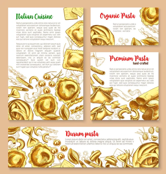 Conjunto de plantillas vectoriales para pasta de cocina italiana — Vector de stock