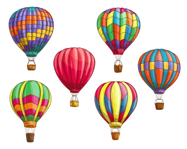 Iconos vectoriales del patrón de boceto de globos de aire caliente — Archivo Imágenes Vectoriales