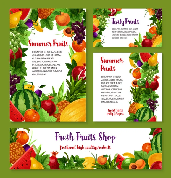 Vers fruit kaarten en posters — Stockvector