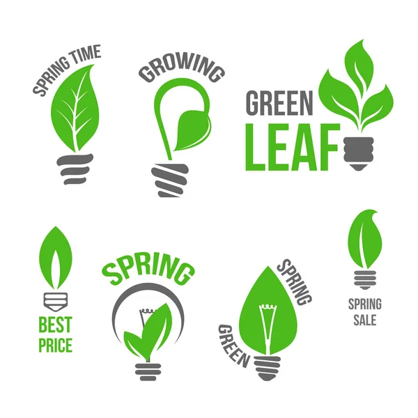 Isolado vetor verde lâmpada primavera folha icion — Vetor de Stock