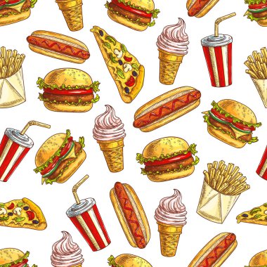 Fast food yemek vektör desen