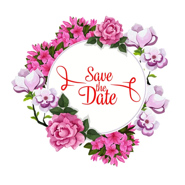 Guardar fecha boda saludo vector plantilla floral — Vector de stock