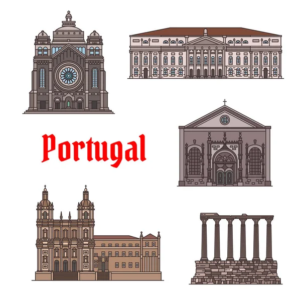 Famoso icono de viaje de Portugal conjunto de iconos — Vector de stock