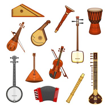 Klasik ve etnik müzik enstrüman Icon set