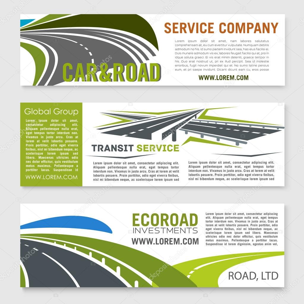 Road and transportation services banner set