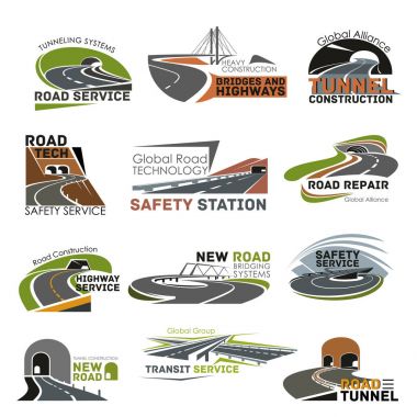 Yol ve otoyol inşaat Icon set