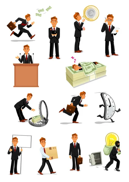 Businessman character set, business people design — Stock Vector