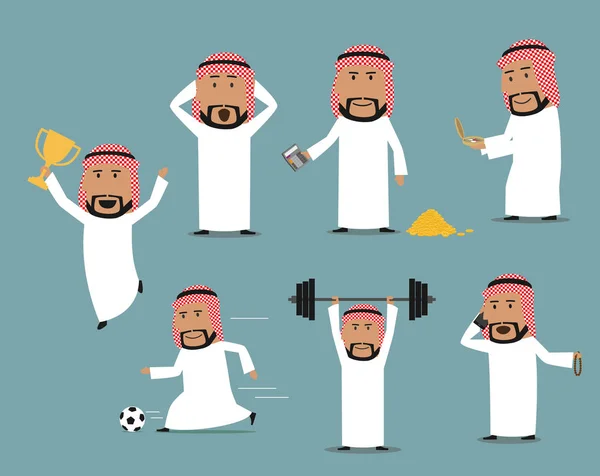 Arab Saudi pengusaha dalam pose yang berbeda ditetapkan - Stok Vektor