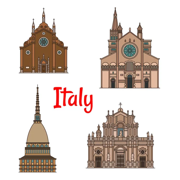Conjunto de iconos de construcción de viaje italiano — Vector de stock
