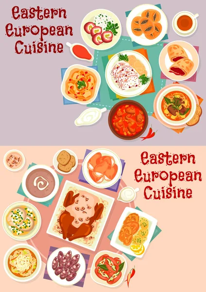Eastern european cuisine icon set for food design — Stock Illustration Eastern european cuisine icon set for food design Vector Graphics
