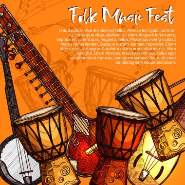 Halk müziği kroki poster Müzik Festivali