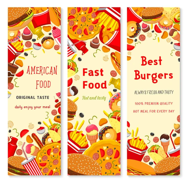 Banner de restaurante de comida rápida para el diseño del folleto del menú — Vector de stock