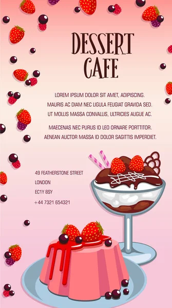 Poster gâteau et crème glacée pour la conception de café dessert — Image vectorielle