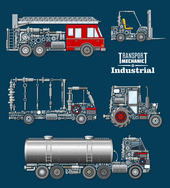 Industrietransport mit Details und Teilen — Stockvektor